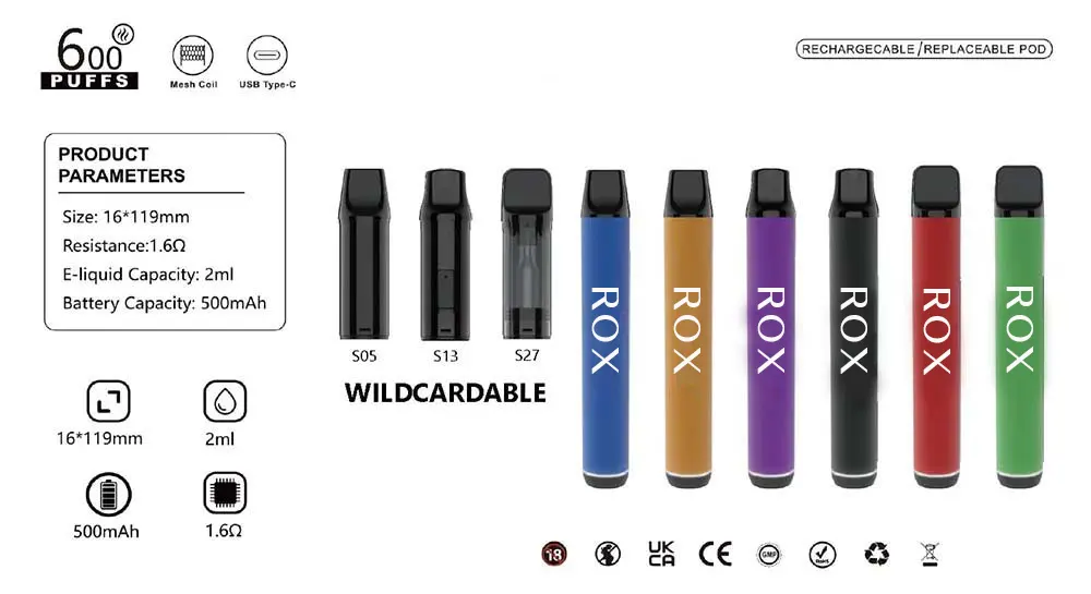 TPD Compliant Replaceable Vape Pod System 600 Puffs 2ML E-liquid 500mAh Battery 1.6Ω Mesh Coil